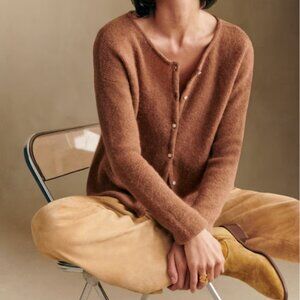 Sézane Gaspard 2-in-1 Reversible Sweater and Cardigan in Camel/Tan